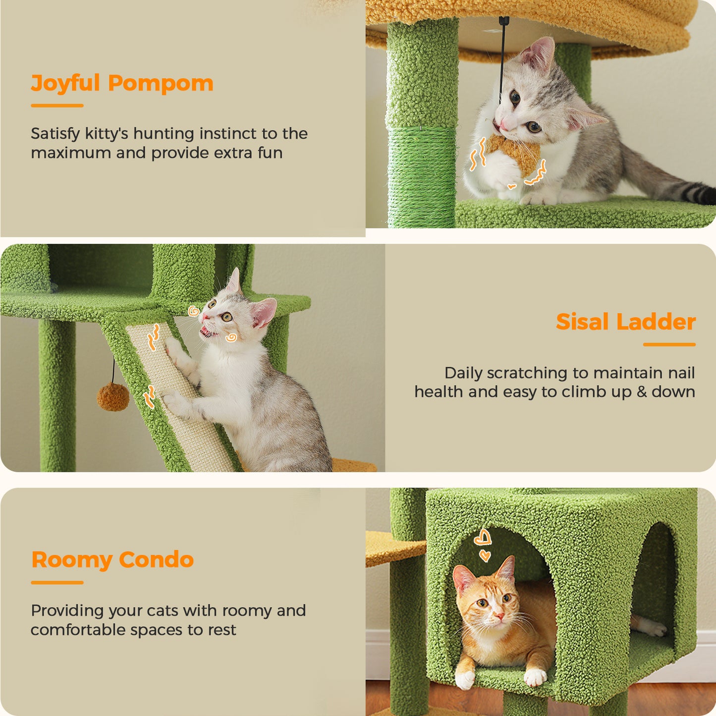 Tiragraffi PAWZ Road Grande per Gatti di Taglia Grande | Torre per Gatti Robusta con Amaca XXL | 4 Tiragraffi in Sisal e 2 Spaziose Casette | Ideale per Gatti Maine Coon | Altezza 180 cm
