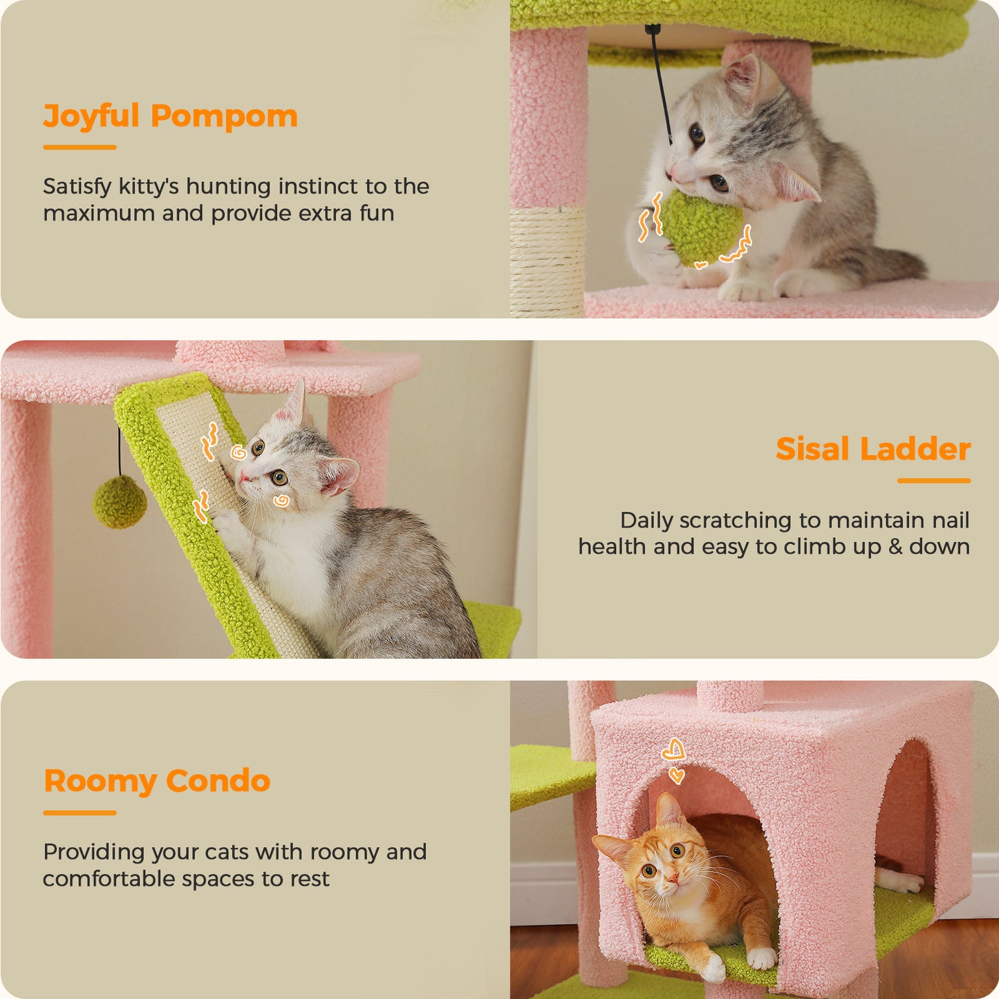 Tiragraffi PAWZ Road Grande per Gatti di Taglia Grande | Torre per Gatti Robusta con Amaca XXL | 4 Tiragraffi in Sisal e 2 Spaziose Casette | Ideale per Gatti Maine Coon | Altezza 180 cm
