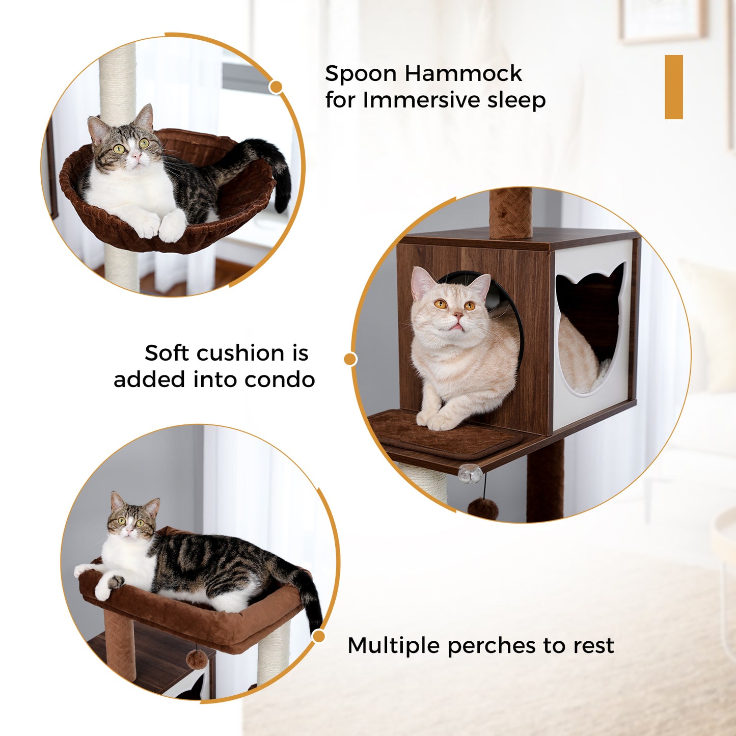 PAWZ Road Moderner Kratzbaum für Großkatzen | Premium-Katzenbaum mit XXL-Schlafhaus | Gesamthöhe 146 cm
