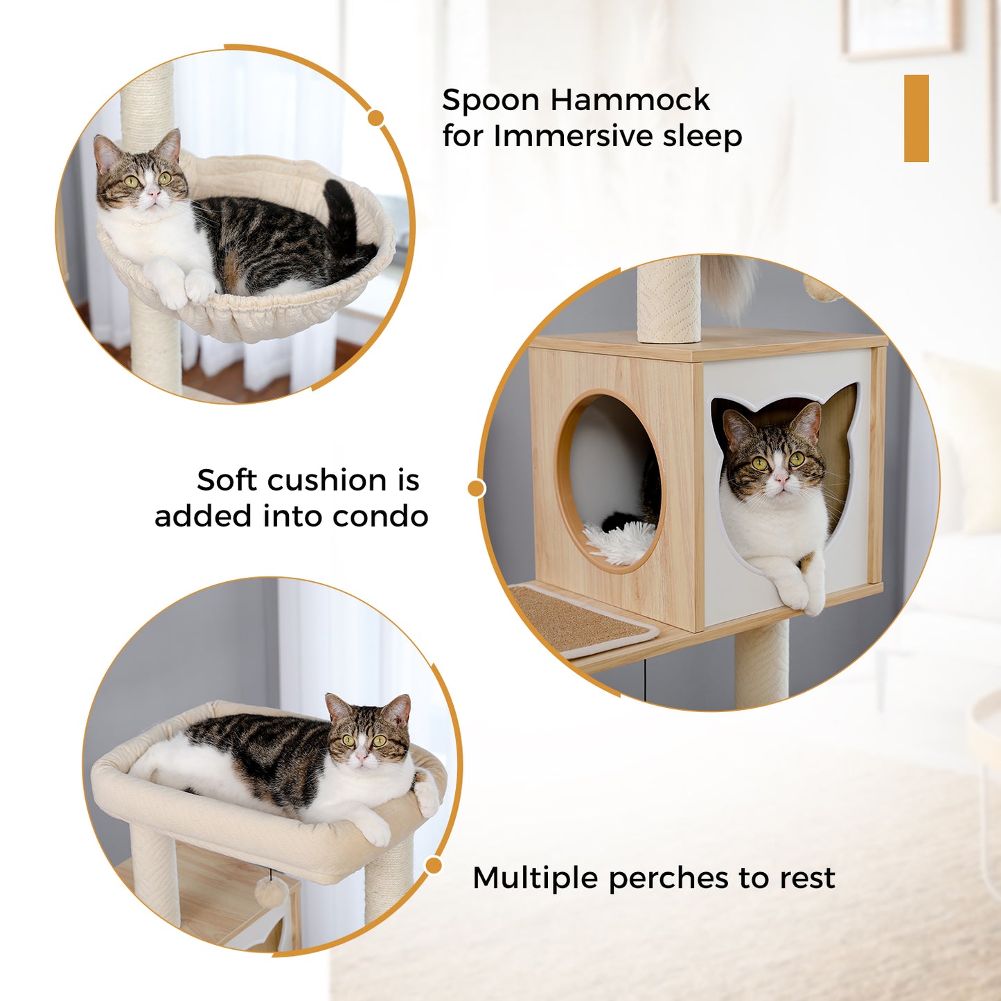 PAWZ Road Moderner Kratzbaum für Großkatzen | Premium-Katzenbaum mit XXL-Schlafhaus | Gesamthöhe 146 cm