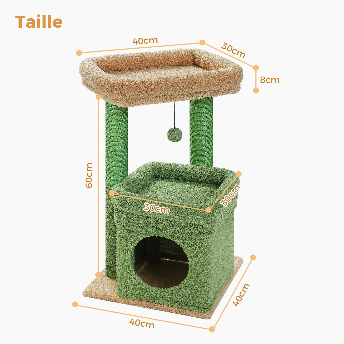 Tiragraffi moderno a più livelli | Altezza 60 cm (23,6 pollici) | Piattaforme in morbido peluche + robusti tiragraffi | Design salvaspazio | Per gattini e gatti adulti