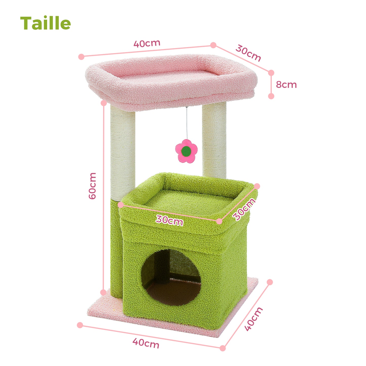 Tiragraffi moderno a più livelli | Altezza 60 cm (23,6 pollici) | Piattaforme in morbido peluche + robusti tiragraffi | Design salvaspazio | Per gattini e gatti adulti