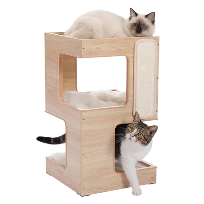 PAWZ Road Cat Villa | Aree di riposo imbottite | Moderna cuccia per gatti a più livelli | Con tiragraffi, tappetino in sisal e palline da gioco | Ideale per gatti da interno