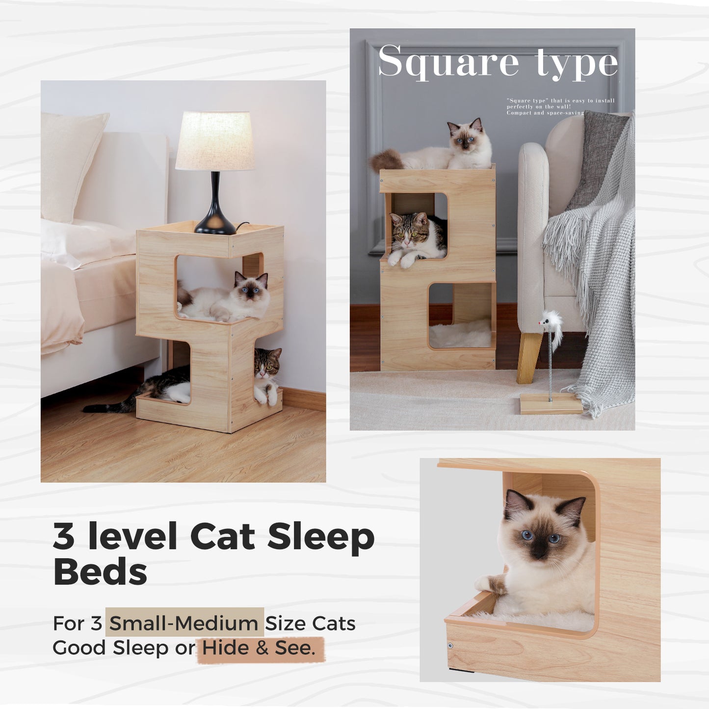 PAWZ Road Cat Villa | Padded resting areas | Modern multi-level cat home | With scratching post, sisal mat &amp; play balls | Ideal for indoor cats
