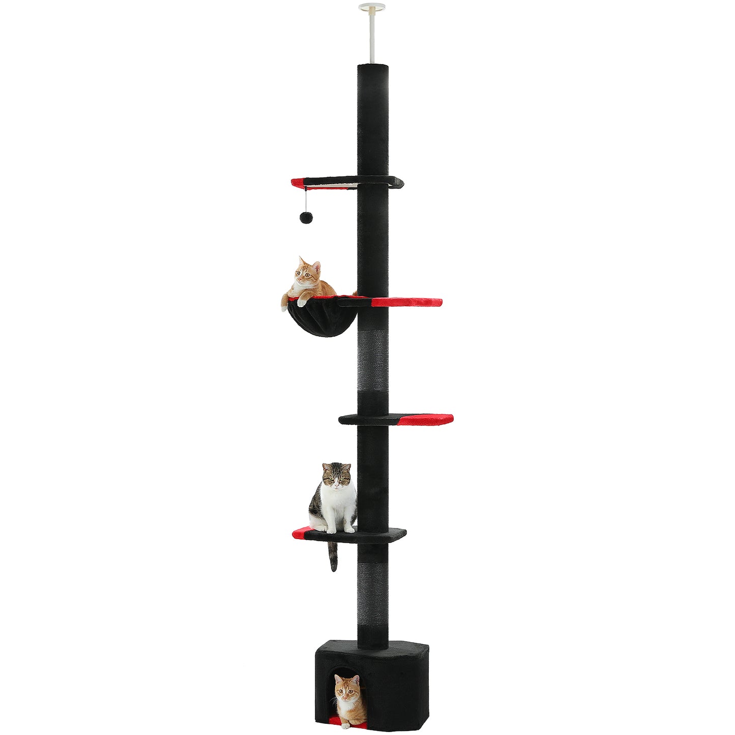 PAWZ Road Kaktus-Katzenkratzbaum | Deckenstütz-System | Höhenverstellbar (241-274 cm) | Mit Sisal-Kratzsäulen | Ideal für Großkatzen