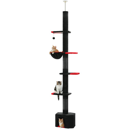 PAWZ Road Kaktus-Katzenkratzbaum | Deckenstütz-System | Höhenverstellbar (241-274 cm) | Mit Sisal-Kratzsäulen | Ideal für Großkatzen