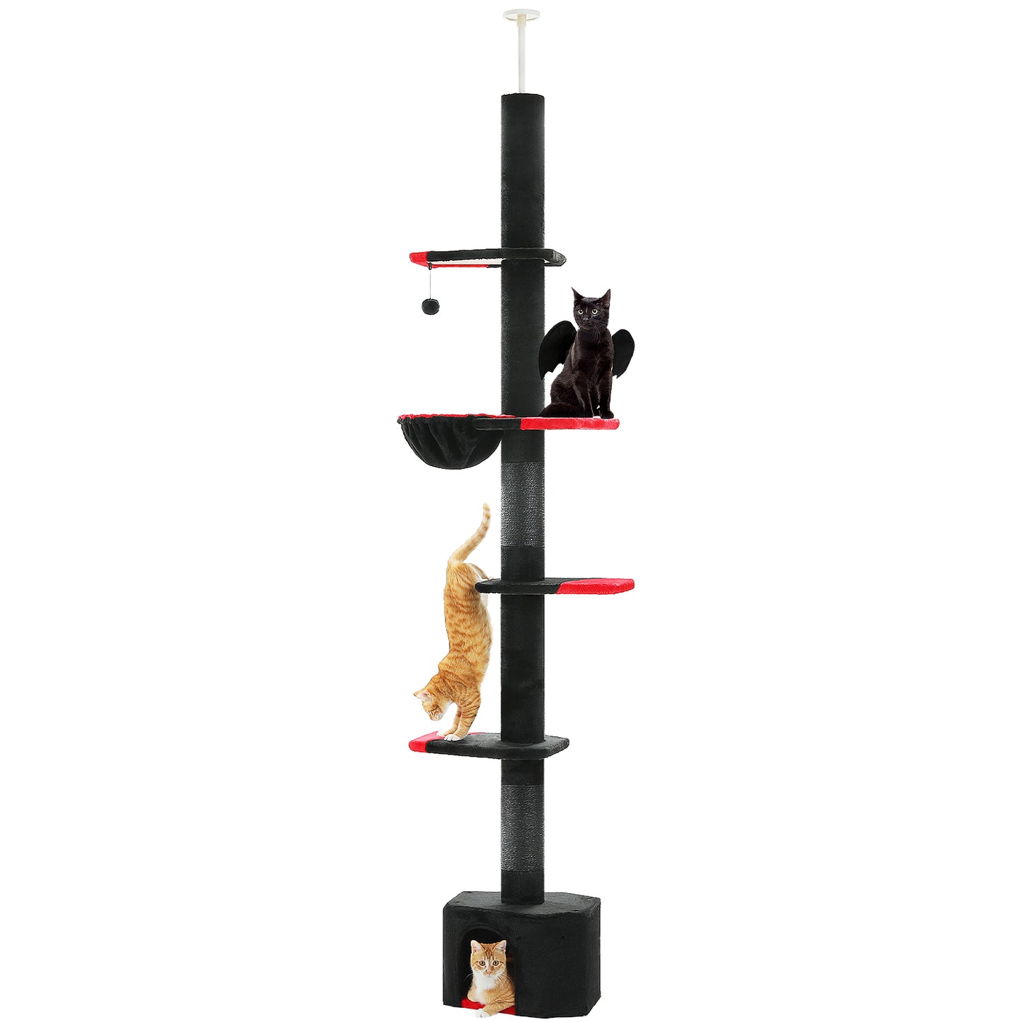 PAWZ Road Árbol rascador Kaktus para gatos | Sistema de soporte para el techo | Altura ajustable (241-274 cm) | Con columnas rascadoras de sisal | Ideal para gatos grandes