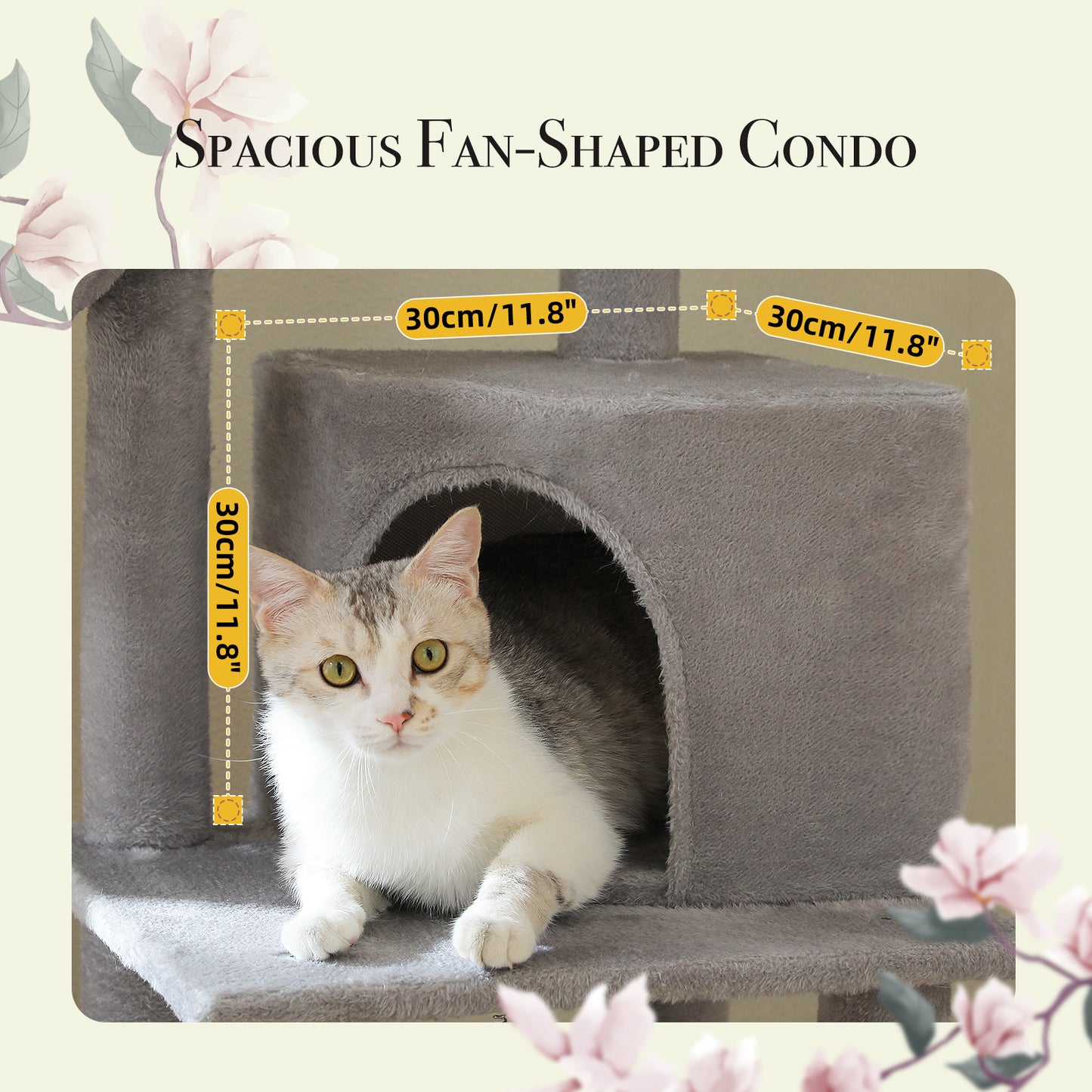 PAWZ Road Cactus Cat Tree – Ceiling-high scratching post with adjustable height (215-285 cm) | 7-tier climbing center | with hammocks | 5 platforms | sisal scratching posts