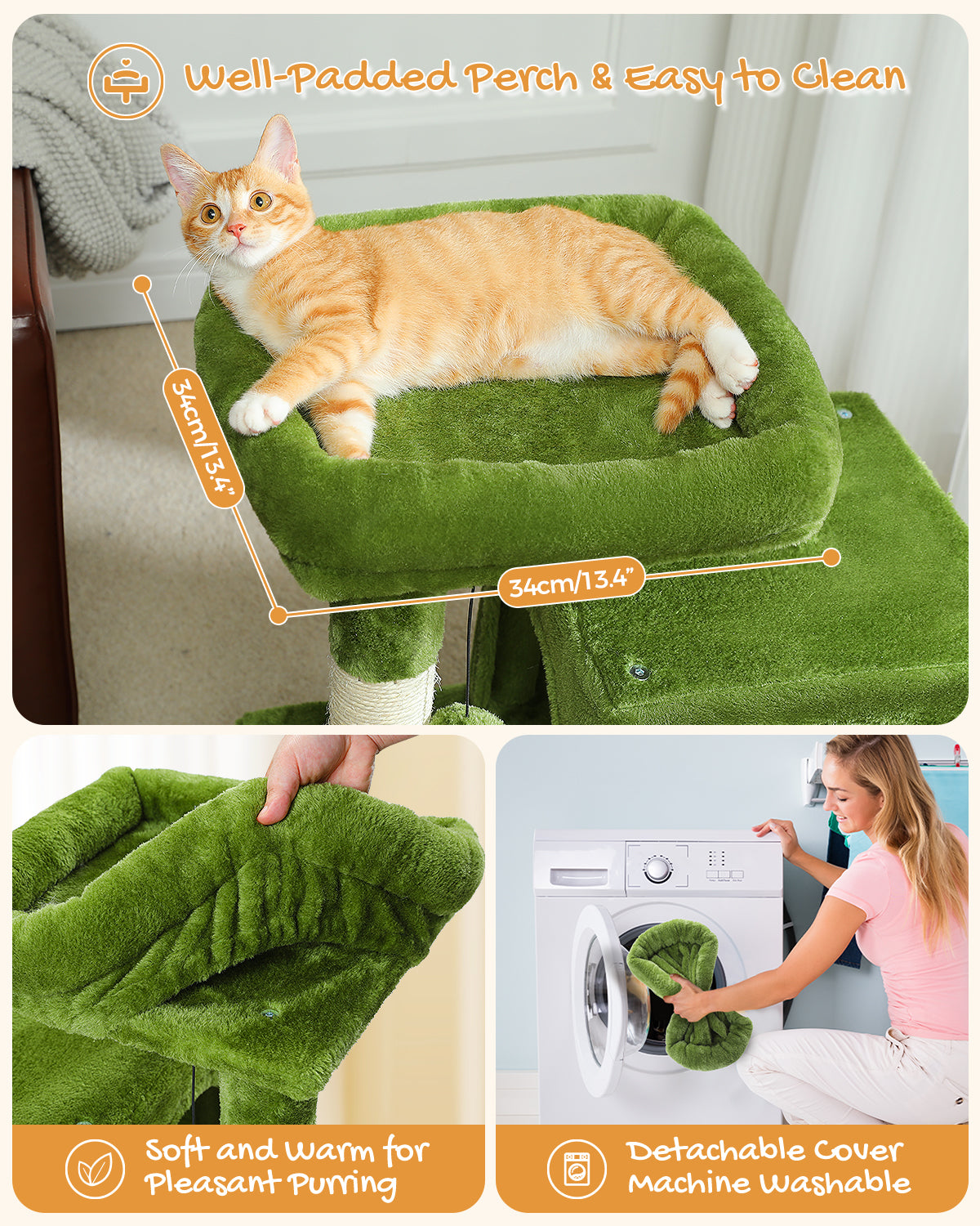 PAWZ Road Katzenbaum 76 cm | Katzenturm mit Doppel-Schlafhaus | Haushalts-Kratzbaum