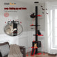 PAWZ Road Kaktus-Katzenbaum | 216-273 cm höhenverstellbar | Decken-zu-Boden-Kratzturm | mit Hängematte & Schlafhaus | Anti-Fall-Gurt