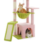 PAWZ Road Indoor-Katzenbaum | 90 cm grüner Kratzturm | mit geräumigem Schlafhaus | 1 Sisal-Ebene | 3 Kratzsäulen | XXL-Hängematte & Aussichtsplattform