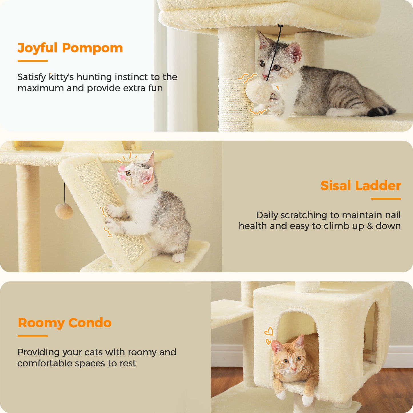 Tiragraffi PAWZ Road Grande per Gatti di Taglia Grande | Torre per Gatti Robusta con Amaca XXL | 4 Tiragraffi in Sisal e 2 Spaziose Casette | Ideale per Gatti Maine Coon | Altezza 180 cm