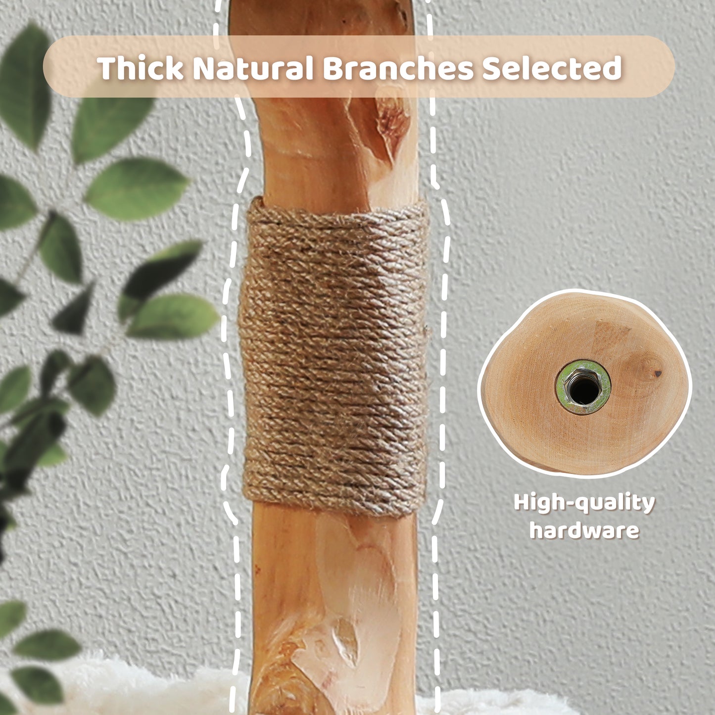 PAWZ Road Modern Cat Tree | 100 cm Solid Wood Cat Tower | White Minimalist Design | With Sisal Scratching Posts