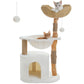 PAWZ Road Modern Cat Tree | 100 cm Solid Wood Cat Tower | White Minimalist Design | With Sisal Scratching Posts