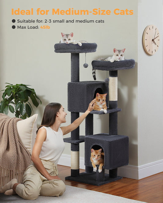 PAWZ Road XXL Cat Tree | 180 cm Cat Tower for Apartments | With Scratching Posts, Sleeping House &amp; Multi-Level Viewing Platform