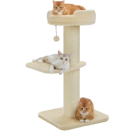 PAWZ Road Blumen-Kratzbaum 92 cm für große Katzen | Mit extra dickem Kratzpfosten [∅14 cm] | Integriertem Blumen-Schlafhaus | Hochwertiges Design für Wohnungskatzen