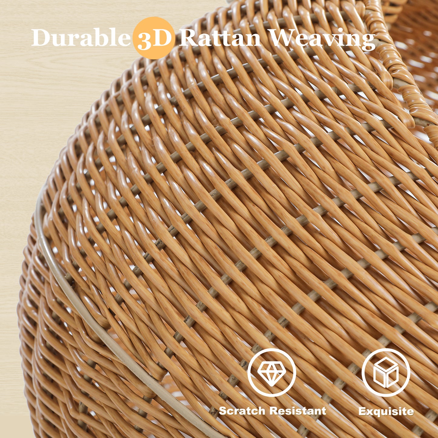 XXL cat tree with rattan cave &amp; sisal posts - 116cm high triangular base for large cats