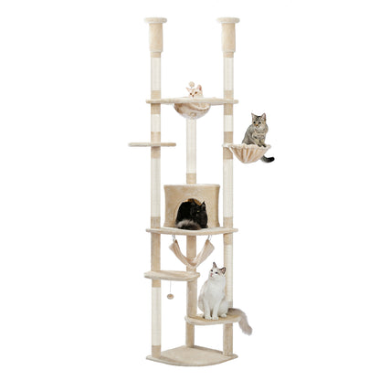 PAWZ Road- Spaceship Hammock Cat Tree - Acrylic Transparent Nest + Rotating Round Lounger｜Sisal Posts + Anti-Tip Straps