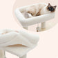 PETEPELA Arbre à chats en bois pour chats d'appartement - Tour à plusieurs niveaux avec poteaux de grattage en sisal, maison de repos confortable, hamac XXL et plateformes douillettes en pelage de lapin en tissu (beige)