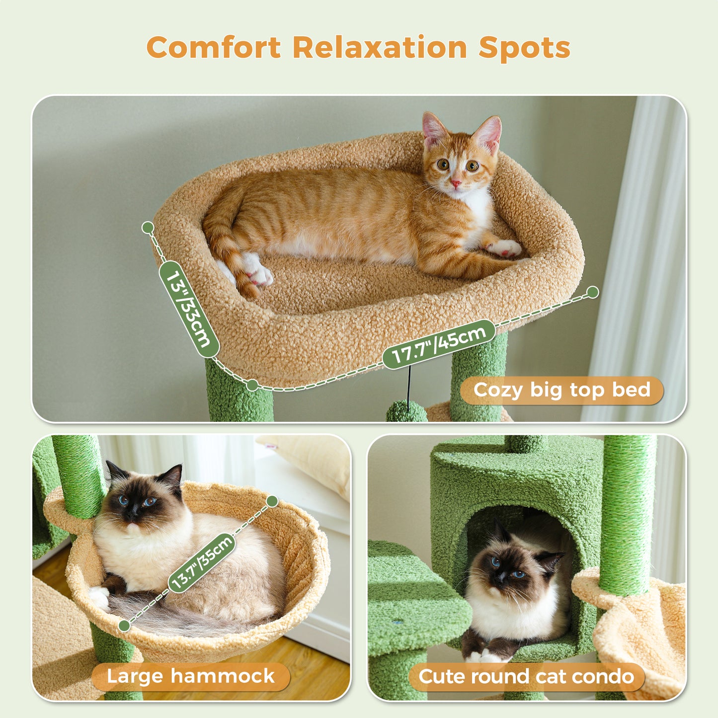 PAWZ Road 150 cm Blumen-Katzenbaum – Großer mehrstufiger Katzenturm | Niedriges Design | mit Schlafhaus | XXL Hängematte | Sisal-Pfosten & 2 Plattformen