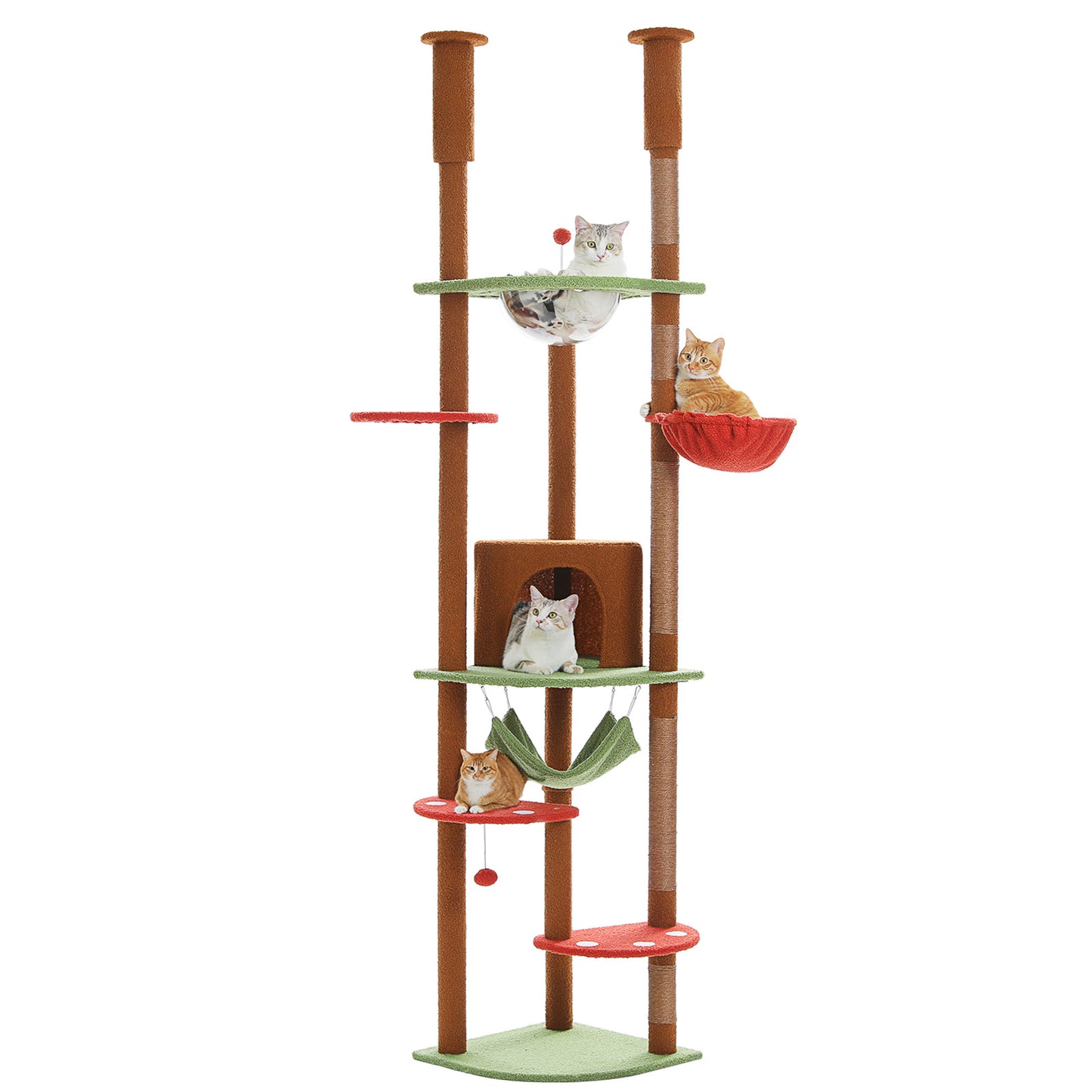 PAWZ Road - Hamac spatiale arbre à chats - Nid transparent acrylique + Plateforme tournante ronde｜Poteaux en sisal + Sangles anti-renversement