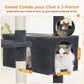PAWZ Road Cat Tree, 136 cm high | with spacious hammock | sleeping house and scratching post | two padded platforms | cat house suitable for large indoor cats