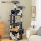 PAWZ Road Cat Tree, 136 cm high | with spacious hammock | sleeping house and scratching post | two padded platforms | cat house suitable for large indoor cats