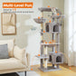 PAWZ Road XXL-Rascador 175 cm para gatos de apartamento | Con gran hamaca | Torre para gatos adultos | Incl. poste rascador, casa de dormir y plataforma de observación