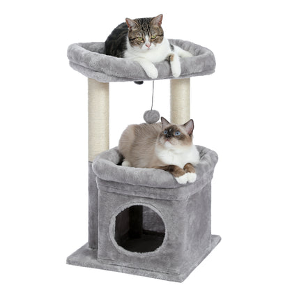 Arbre à gratter moderne à plusieurs niveaux | Hauteur 60 cm (23,6 pouces) | Plates-formes en peluche douce + poteaux robustes pour gratter | Design compact | Pour chatons et chats adultes