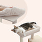 PETEPELA Arbre à chats en bois pour chats d'appartement - Tour à plusieurs niveaux avec poteaux de grattage en sisal, maison de repos confortable, hamac XXL et plateformes douillettes en pelage de lapin en tissu (beige)