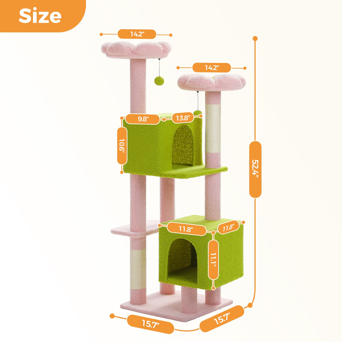 PAWZ Road XXL-Rascador | Torre para gatos de 180 cm para apartamentos | Con columnas para rascar, casa para dormir y plataforma de observación de varios niveles