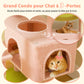 PAWZ Road Cat Tree, 136 cm high | with spacious hammock | sleeping house and scratching post | two padded platforms | cat house suitable for large indoor cats
