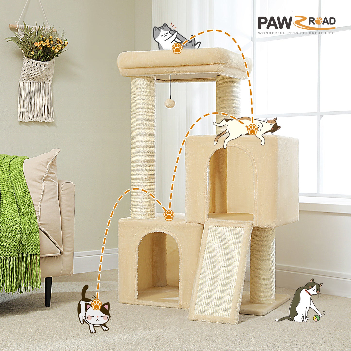 PAWZ Road [MADE IN EU] 114cm MEGA Kratzbaum (Grau)