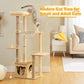 PAWZ Road moderner Kratzbaum | 135 cm hoher Katzenturm aus Holz | für Wohnungskatzen | Katzenmöbel mit 4 sisalumwickelten Kratzpfosten