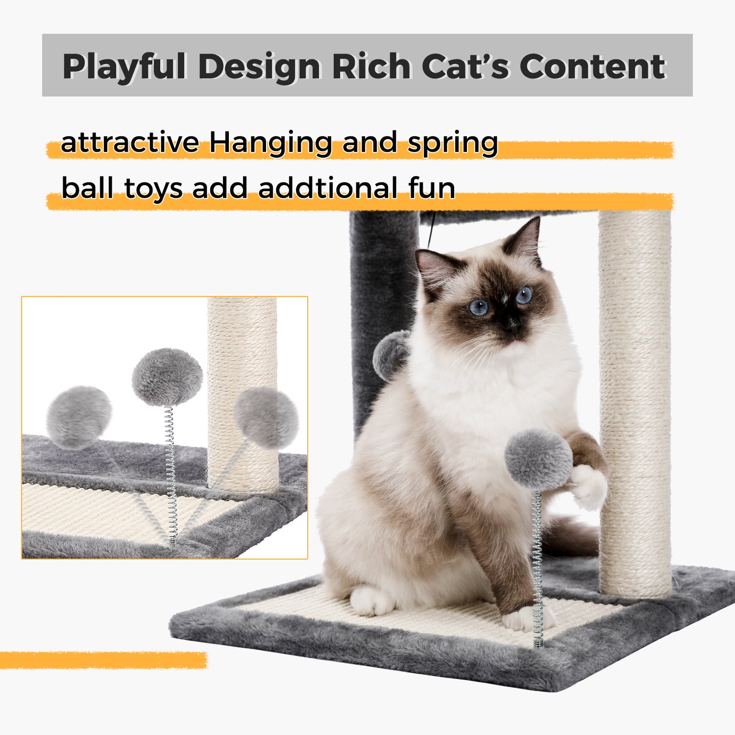 PAWZ Road Kompakter Kratzbaum | 40 cm Länge | Platzwunder für kleine Wohnungen | Stabiler Standfuß